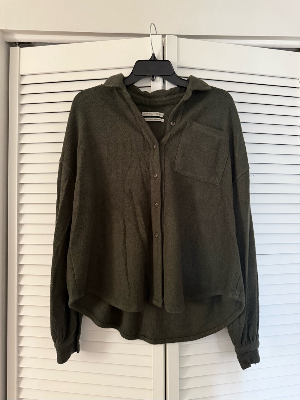 Urban Outfitters Olive Green Button-Up Textured Shirt
